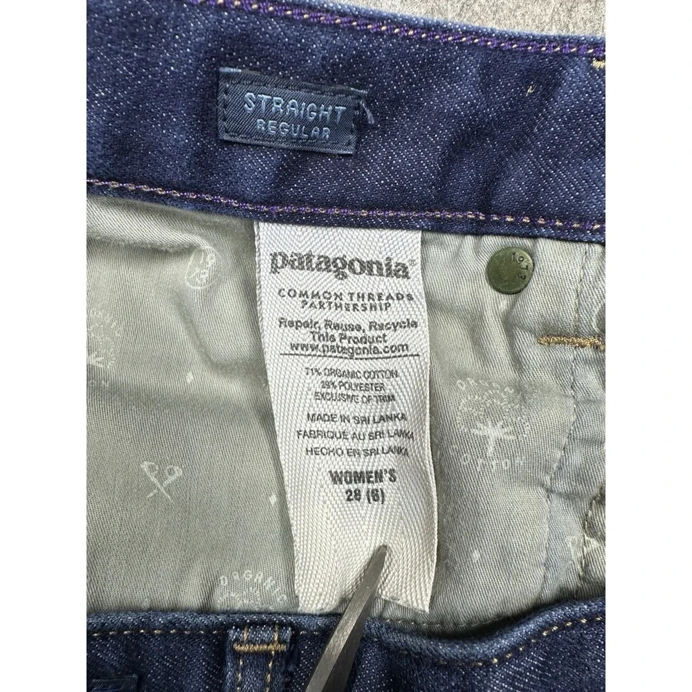 Patagonia Jeans Womens 28 Dark Wash Organic Stretch Slim Fit Outdoor Blue Denim